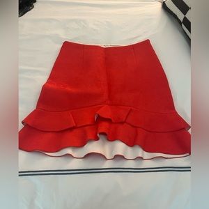 Sandro Red Ruffled Mini Skirt